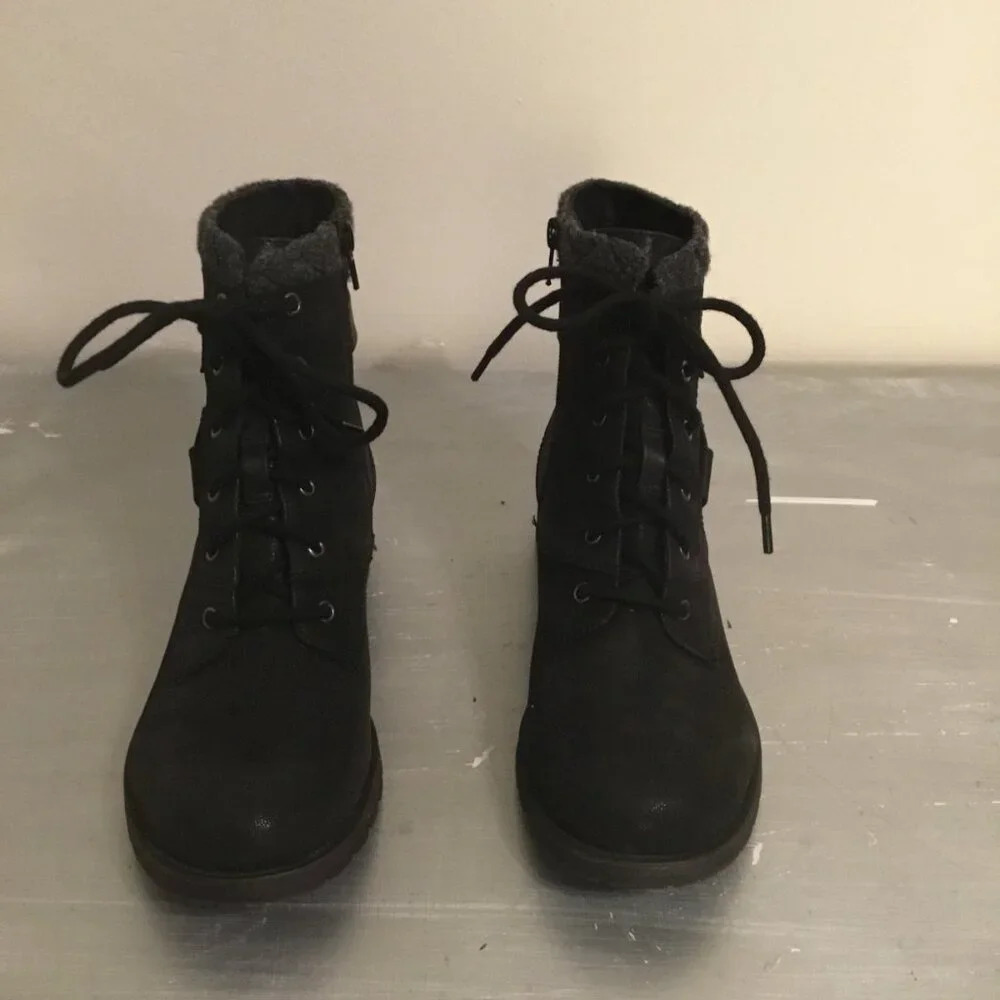 Crown Vintage Black Revival Combat Boots - Studded Biker Moto Booties SZ 8 M